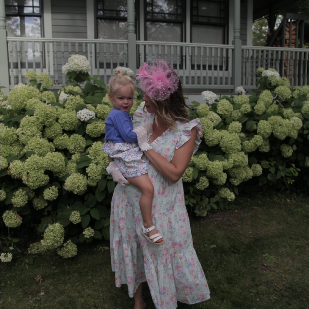 &merci Floral Ruffle Midi Dress